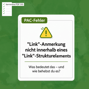 PAC Fehler mit Warndreieck: Link-Anmerkung nicht innerhalb eines Link-Strukturelements
