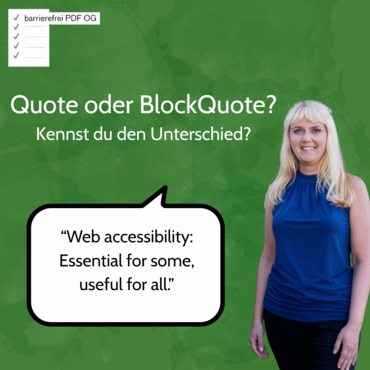 Birgit Garn mit der Frage: Quote oder BlockQuote? Kennst du den Unterschied?